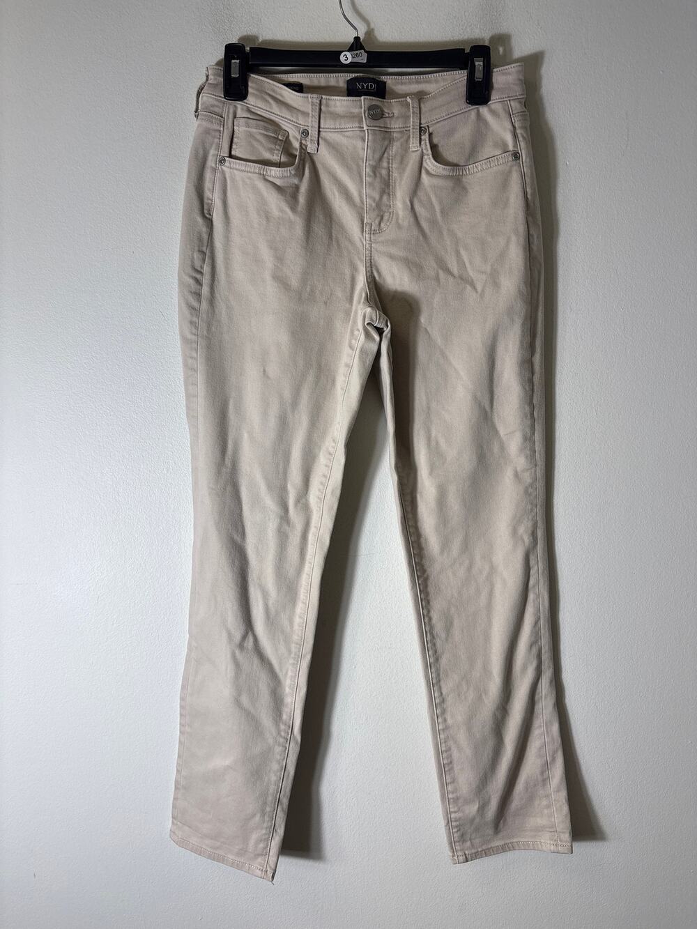 NYDJ Tan "Margot Girlfriend" Denim Jeans Sz 2